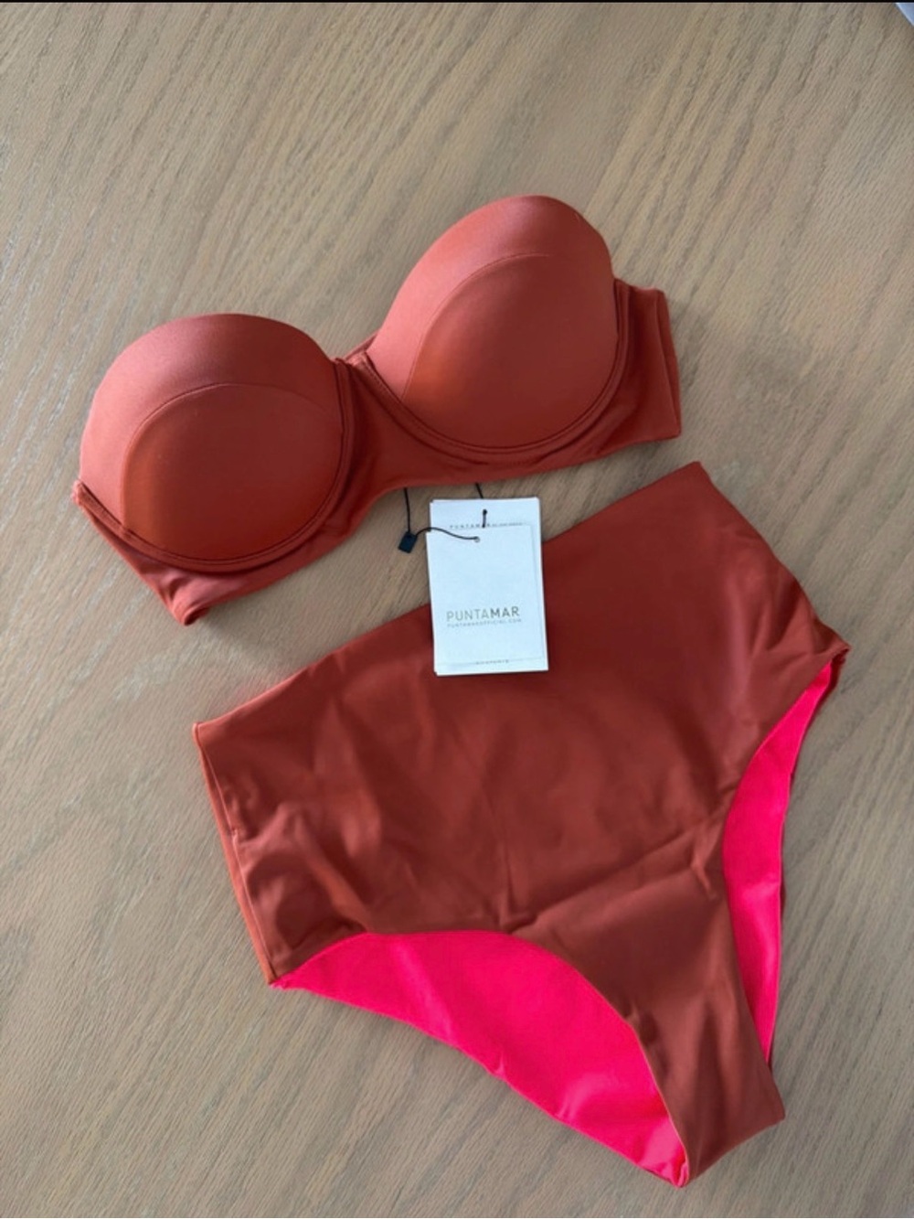 PUNTAMAR NWT Terracotta Underwire Bandeau High Waist Bikini Set - Picture 8 of 11